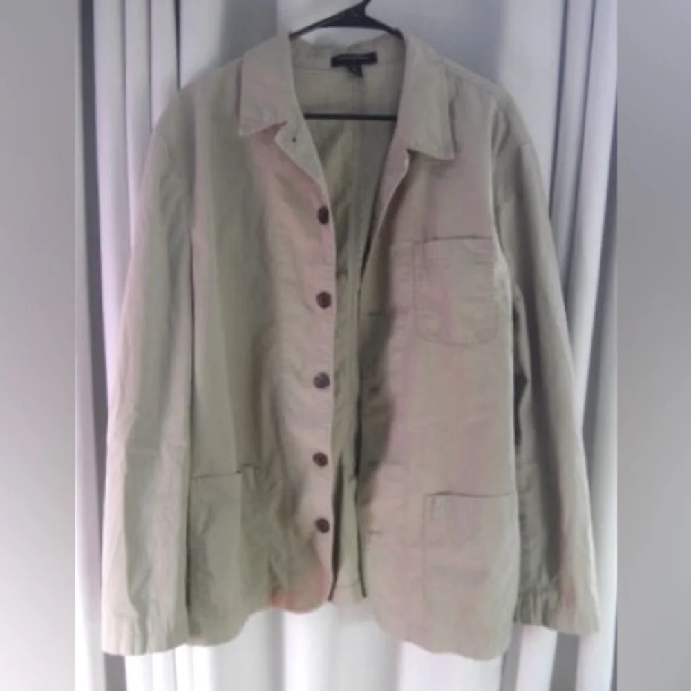 Banana Republic Men’s Khaki Casual Jacket, Oversized Button Down Front; Size 46